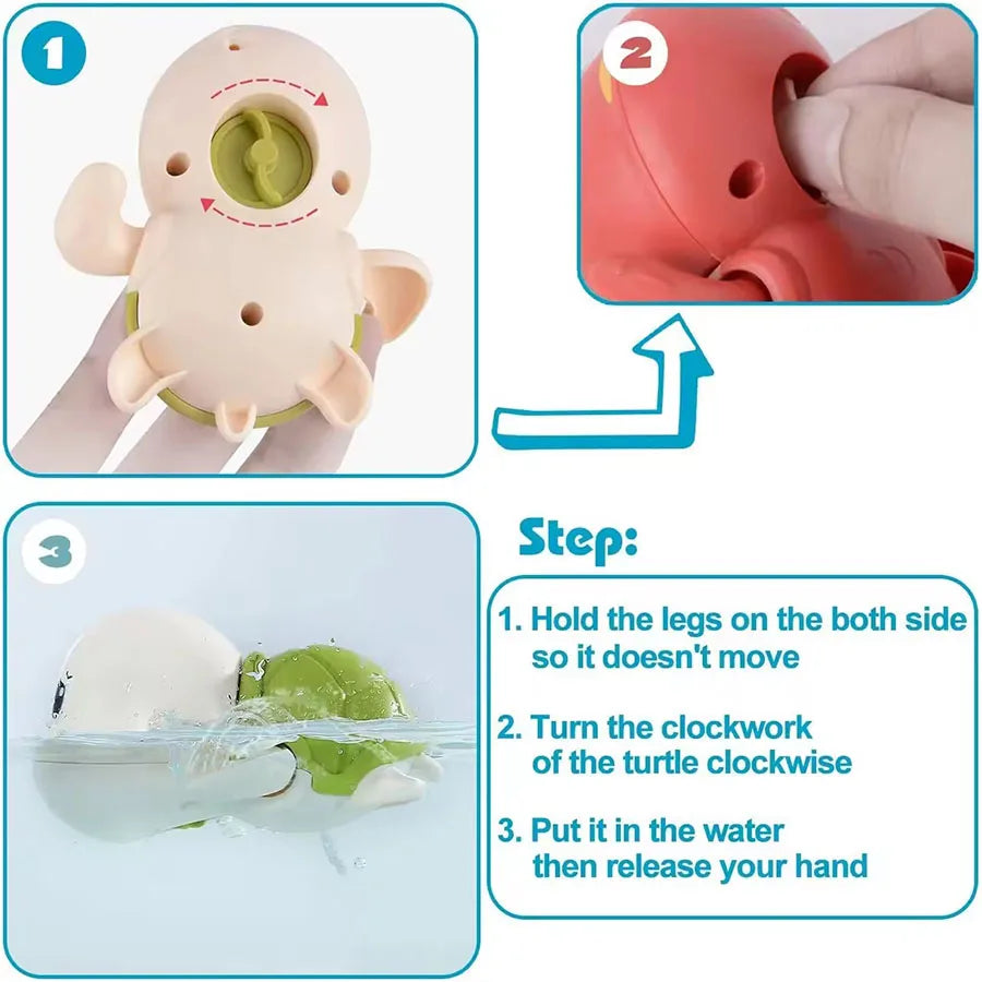 Swimming Turtle Bath Toys for Kids – 3 Pack